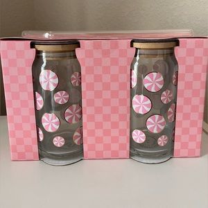Peppermint & pine glass tumbler mug set pink peppermints viral TikTok Christmas